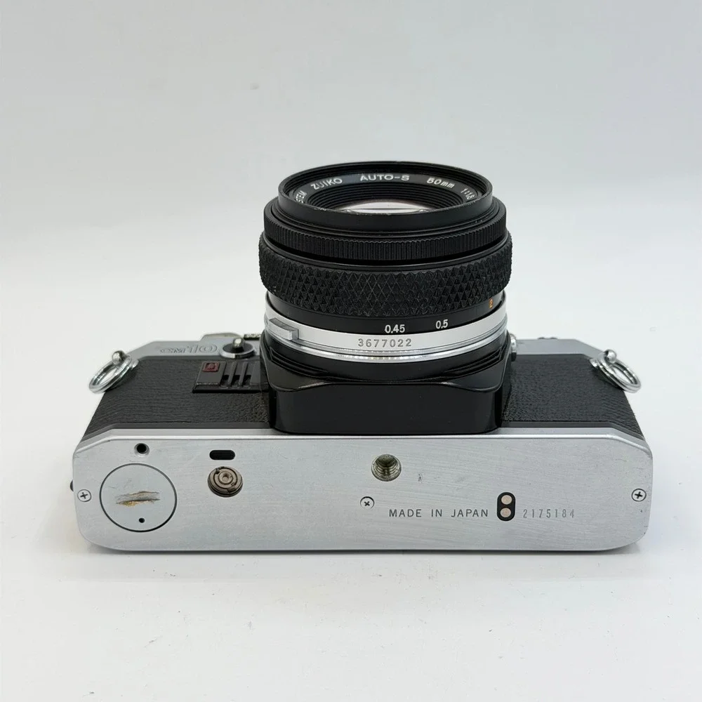 Olympus OM10 35mm Film SLR Camera with Zuiko Auto-S 50mm f1.8 Lens Silver Black